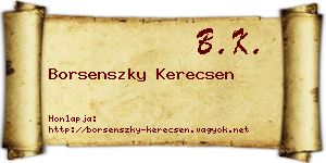 Borsenszky Kerecsen névjegykártya
